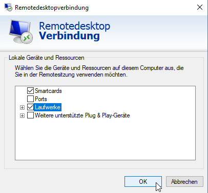 RDP Lokale Geräte und Ressourcen