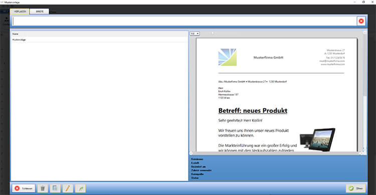 Briefe Vorlagenübersicht