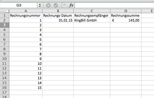 Excel Vorlage