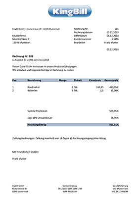 Rechnungsvorlage