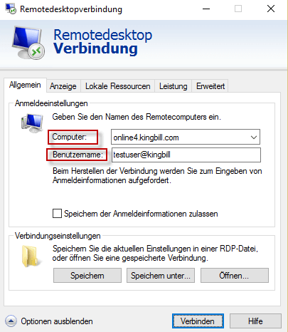 Remotedesktopverbindung