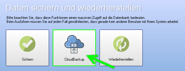 Cloudbackup öffnen