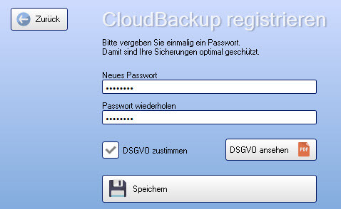 Cloudbackup öffnen