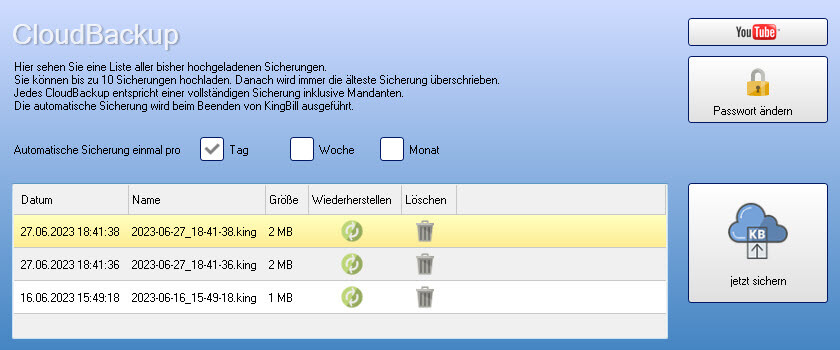 CloudBackup Übersicht
