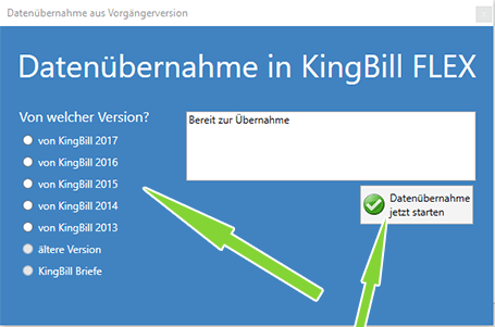 Datenübernahme in KingBill FLEXX - Schritt 2
