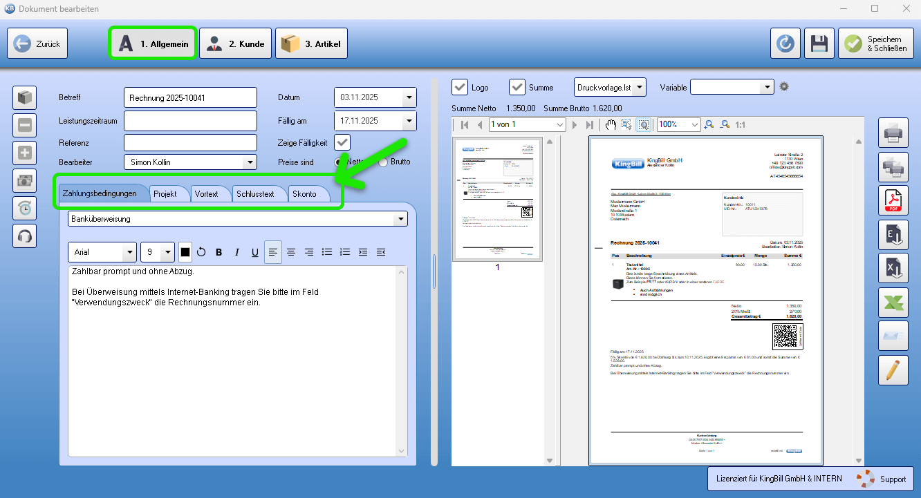 Dokument Allgemeines