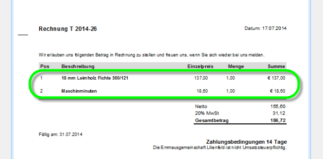 Postionen verschieben