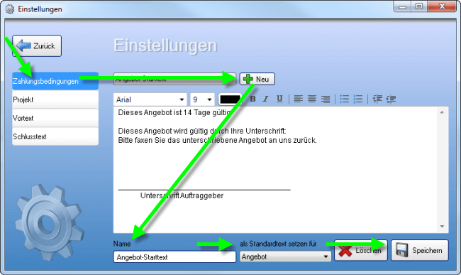 Neuer Textbaustein