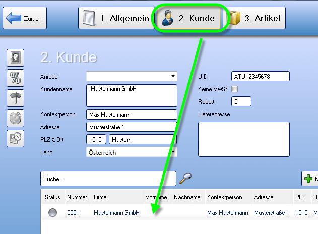 Kunde der Schlussrechnung