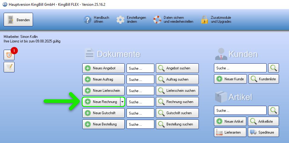 Teilrechnung schreiben