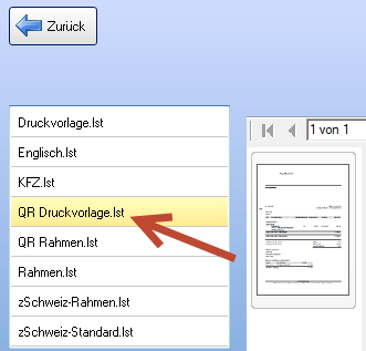 Druckvorlage auswählen
