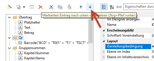 Zeile verschieben