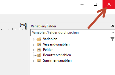 Designer schließen