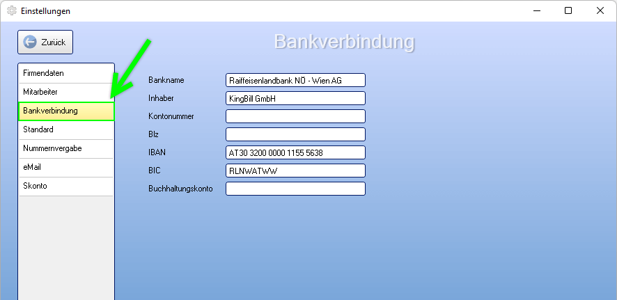 Bankverbindung