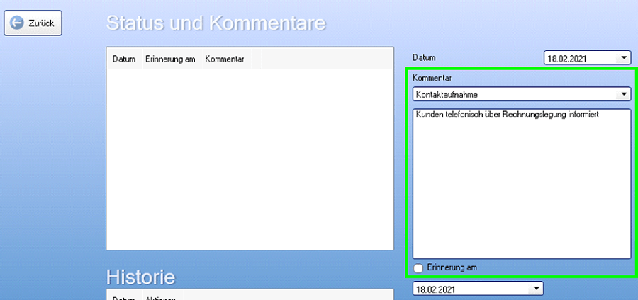 Status und Kommentare