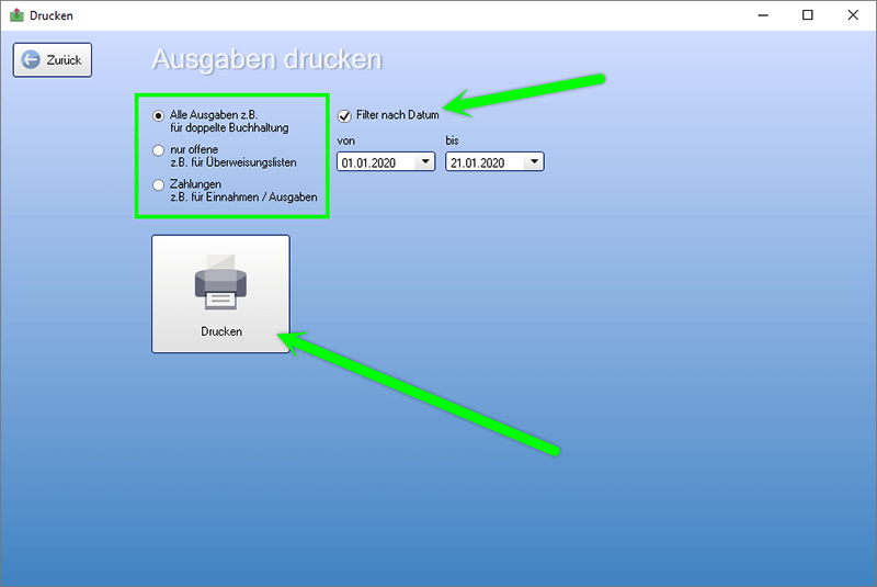 Ausgaben Drucken