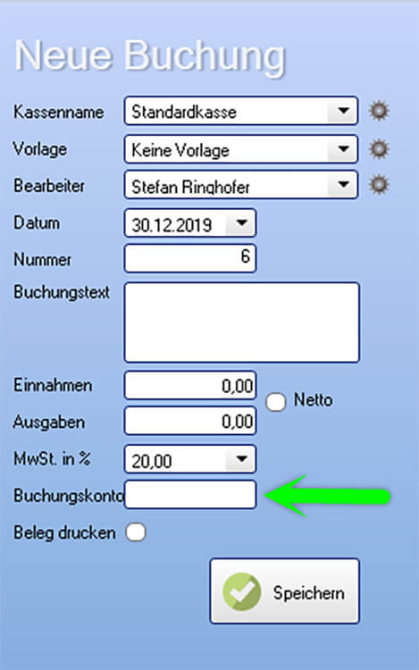 Kassenbucheintrag