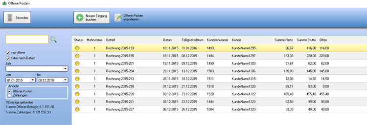 Offene Posten ansehen