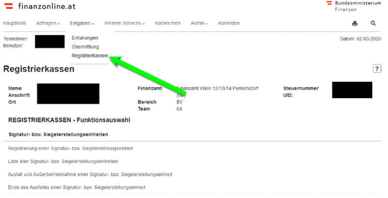 Registrierkassen FinanzOnline