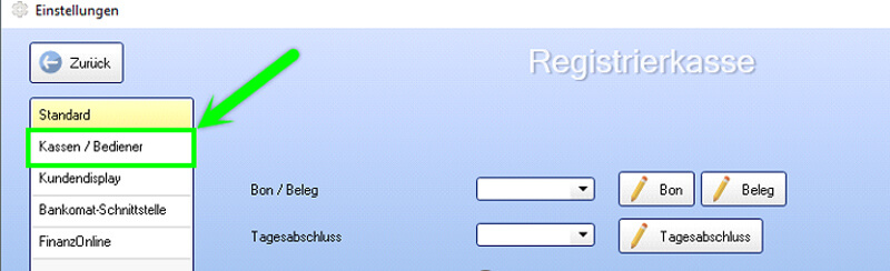 Registrierkasse Kassen / Bediener