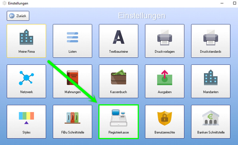 Registrierkasse Einstellungen