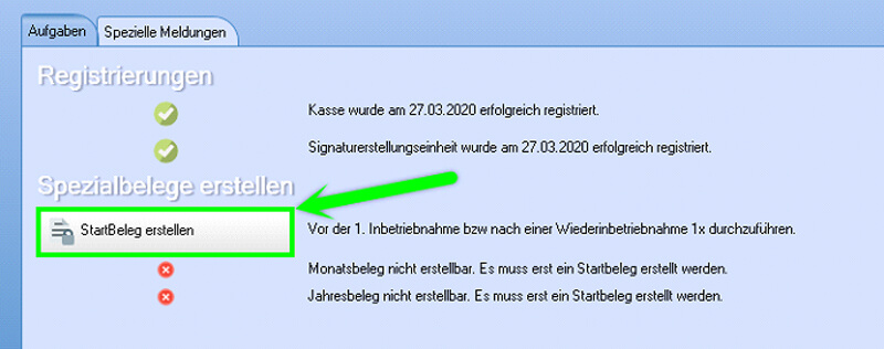 Startbeleg erstellen