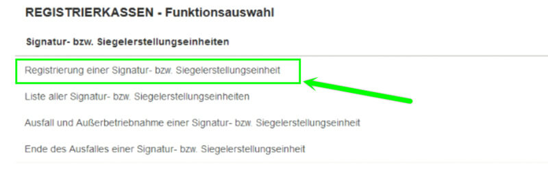 Registrierung eienr Signatur-Einheit