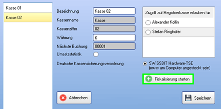 Fiskalisierung starten