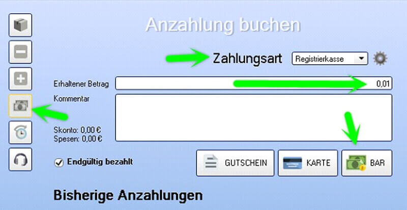 Anzahlung buchen