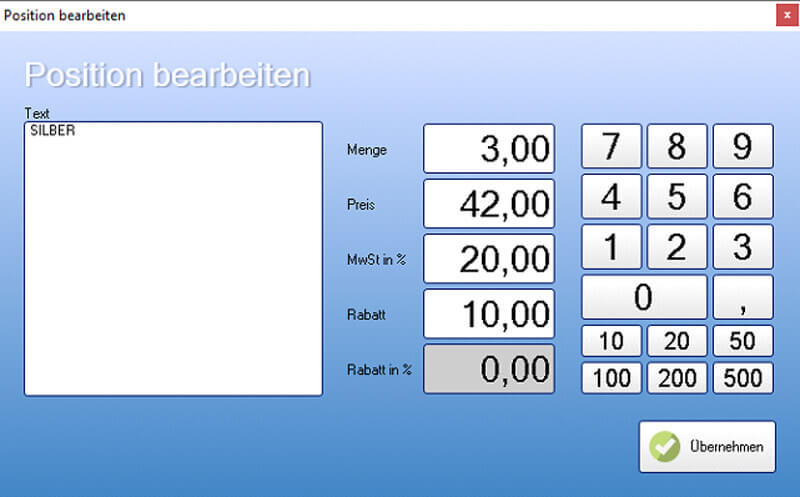 Position Bearbeiten