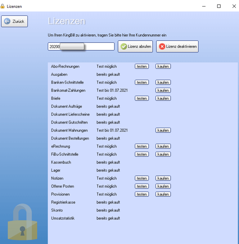 Zusatzmodule testen