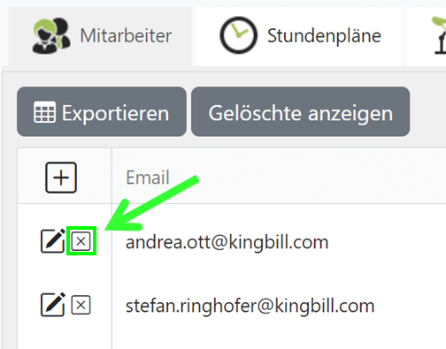 Mitarbeiter löschen