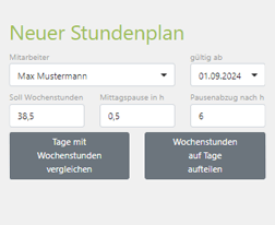 Stundenplan Mitarbeitereinstellung