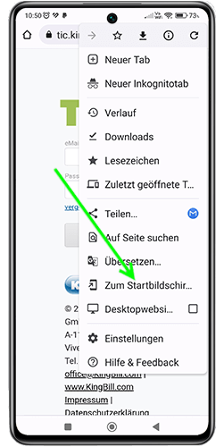 Zum Home Bildschirm hinzufügen