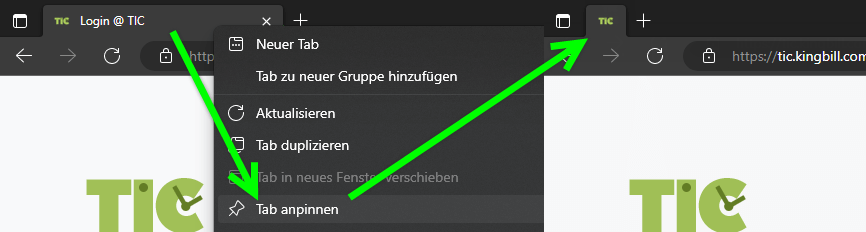 Tab anheften