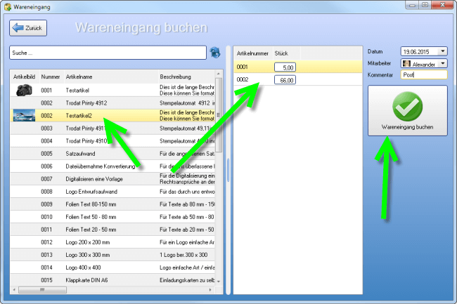 Wareneingang buchen