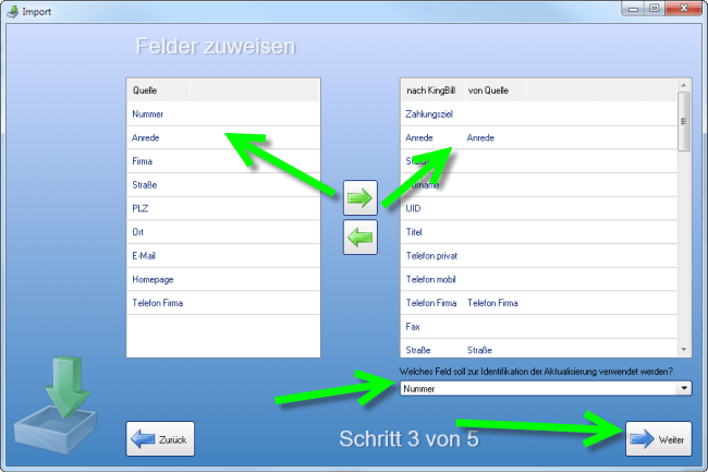 Kundendaten importieren Schritt 4
