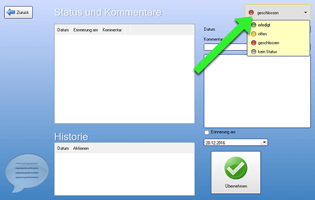 Status für Kunden setzen