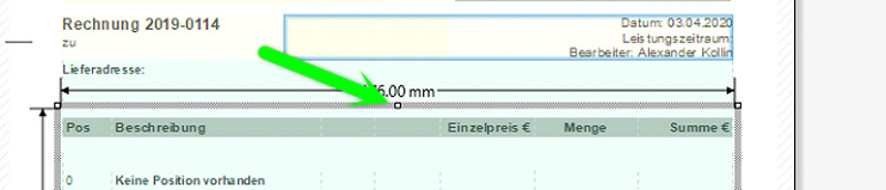 Tabelle verschieben