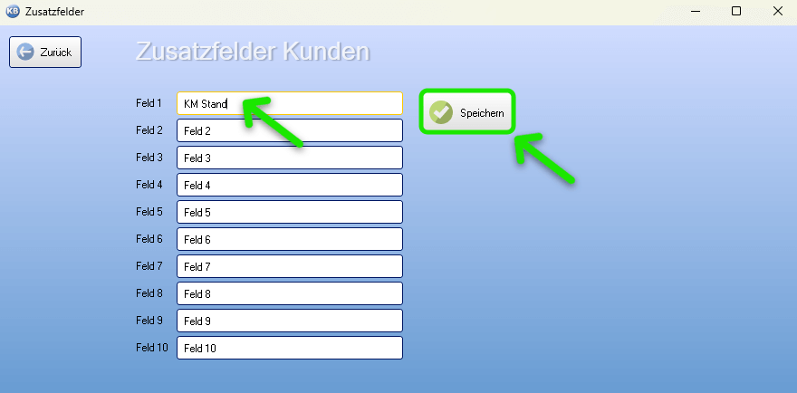 Zusatzfelder Namen ändern