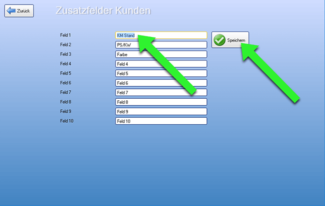 Zusatzfelder Namen ändern
