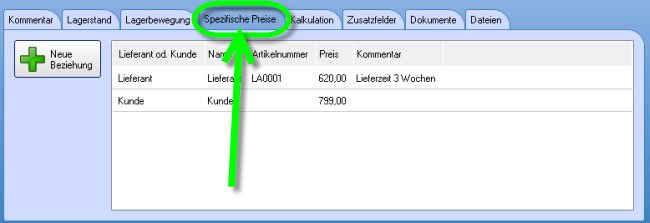 Spezifische Preise