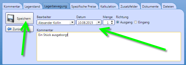 Einzelne Lagerbewegung