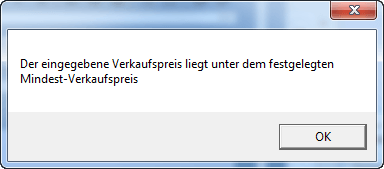minimaler Verkaufspreis unterschritten