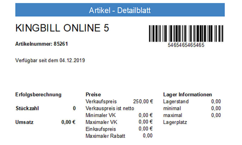Inventurliste, Artikeldetails & vieles mehr