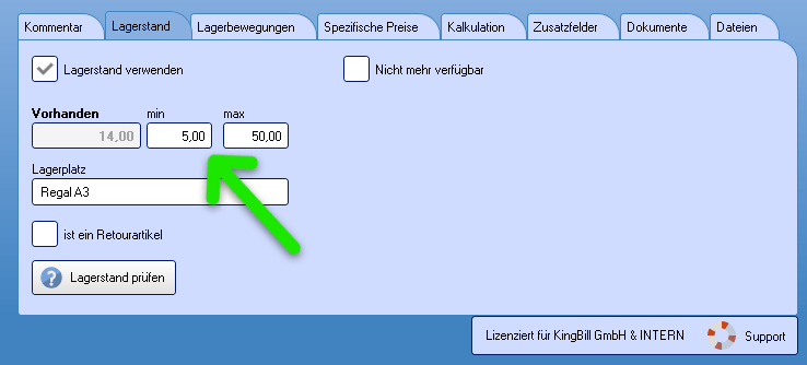 Minimaler Lagerstand