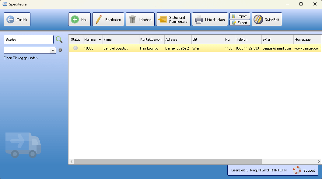 Liste der Spediteure