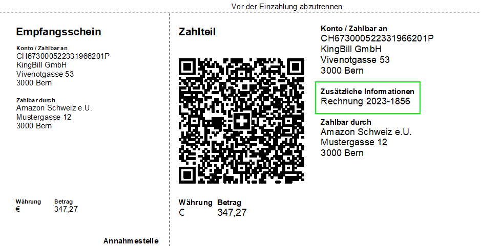 Einzahlungsschein: ohne QR-Referenz