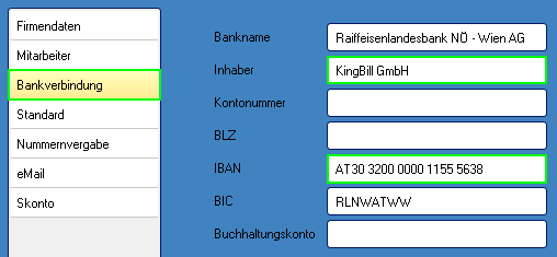 QR-Rechnung Bankverbindung