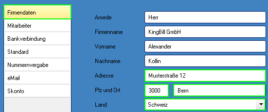 QR-Rechnung Firmendaten